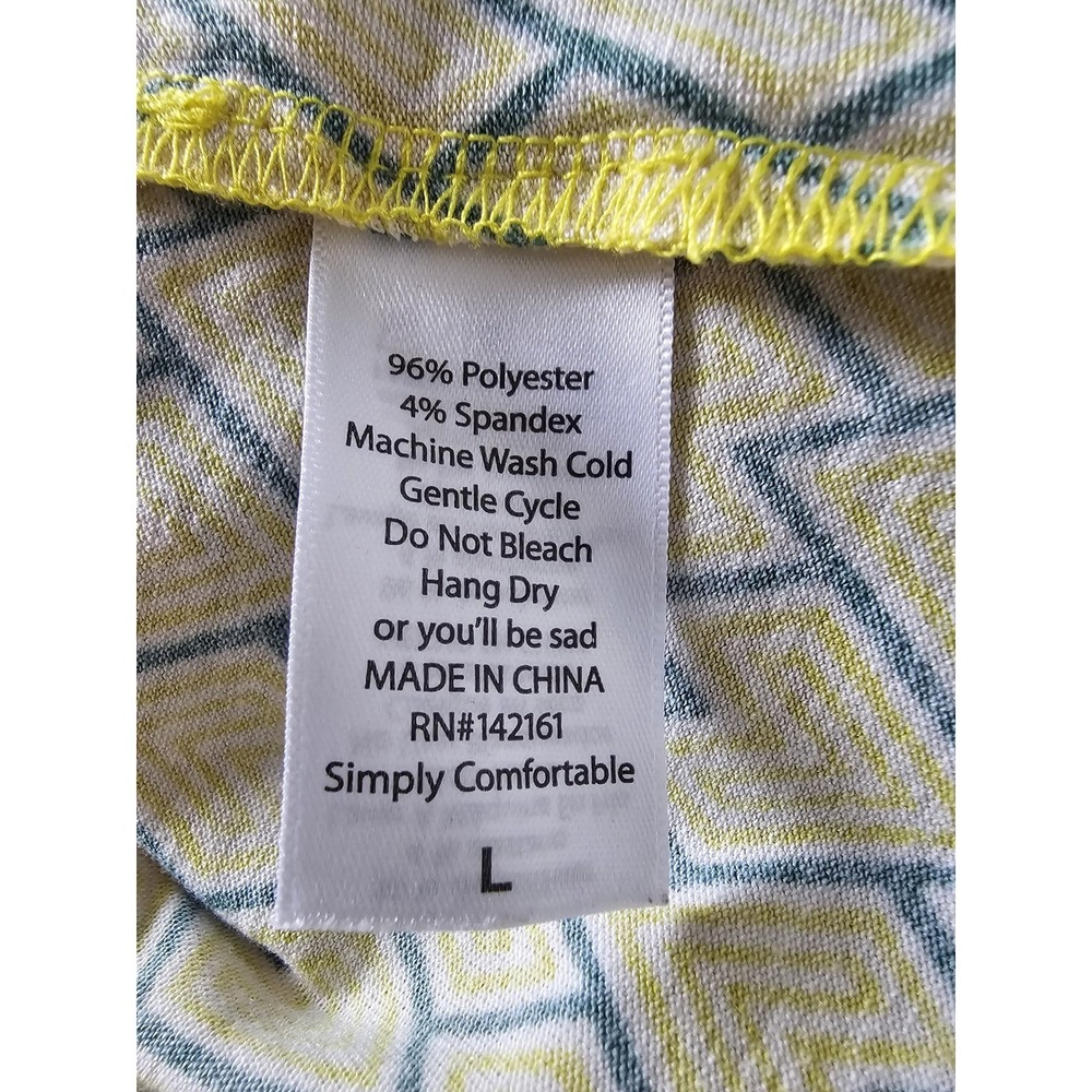LuLaRoe Randy Baseball Tee Womens‎ Large Yellow Grey Geometric Raglan 3/4 Sleeve - Picture 5 of 12